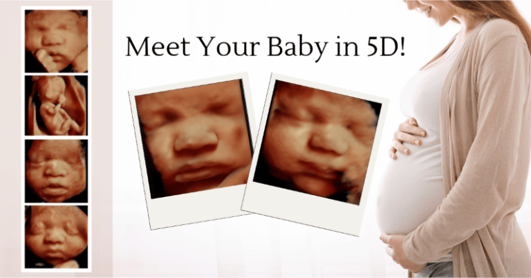 3D ultrasound and 5D ultrasounds pregnancy, woman looking at 3D/4D ultrasound photos of baby